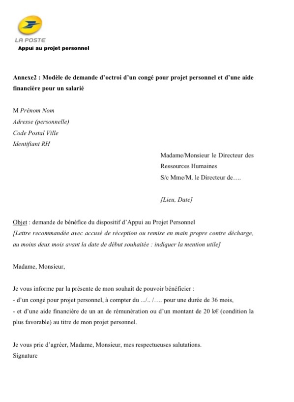 modele de lettre conge sans solde