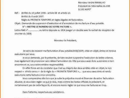 modele de lettre contestation facture