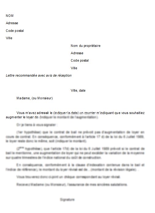 modele de lettre contestation