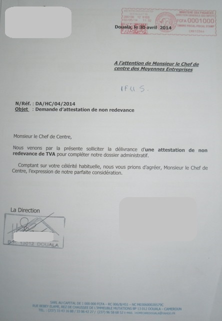 modele de lettre d'attestation de paiement