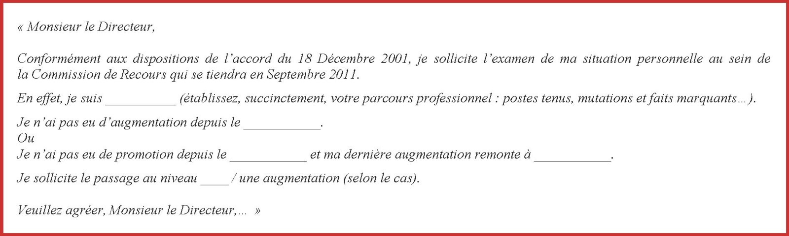modele de lettre d'augmentation de salaire