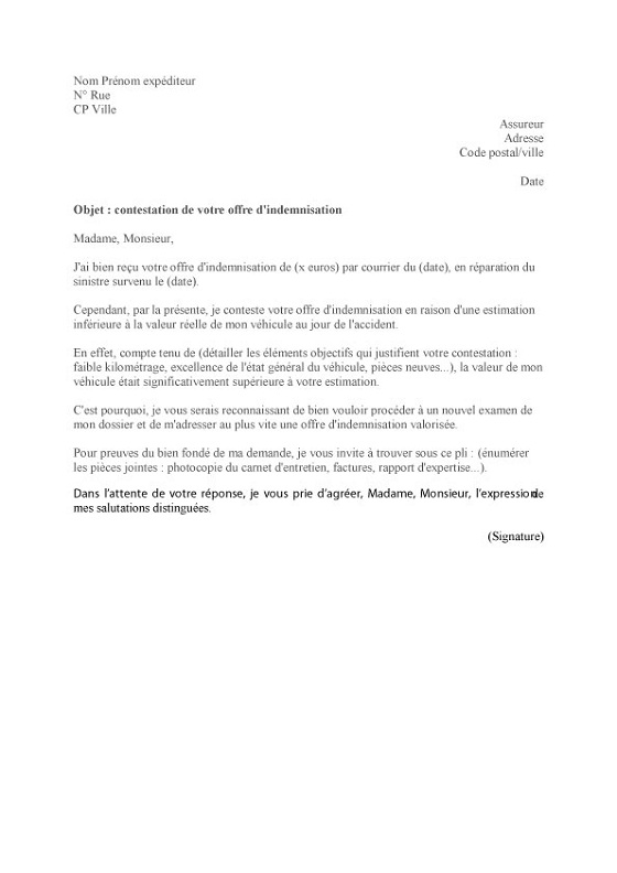 modele de lettre de contestation d'une facture