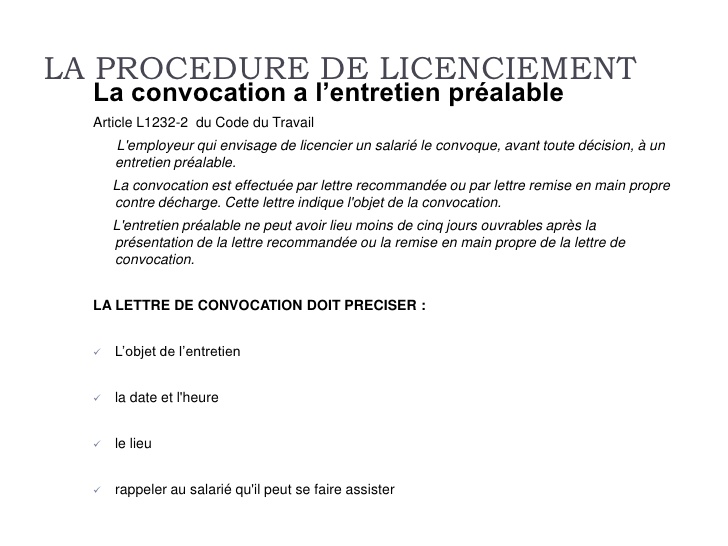 modele de lettre de convocation licenciement