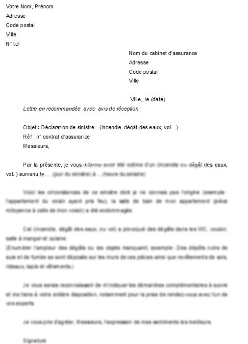 modele de lettre de declaration