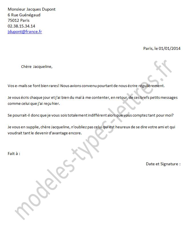 modele de lettre de declaration