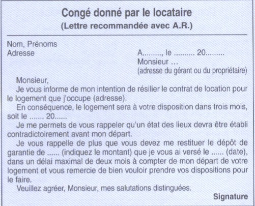 modele de lettre de dedite pour un appartement