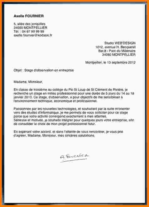 modele de lettre de motivation gratuite pour un stage