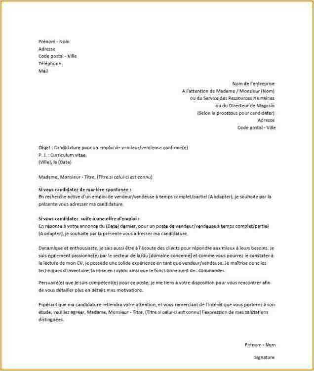 modele de lettre de motivation pour vendeuse en boulangerie