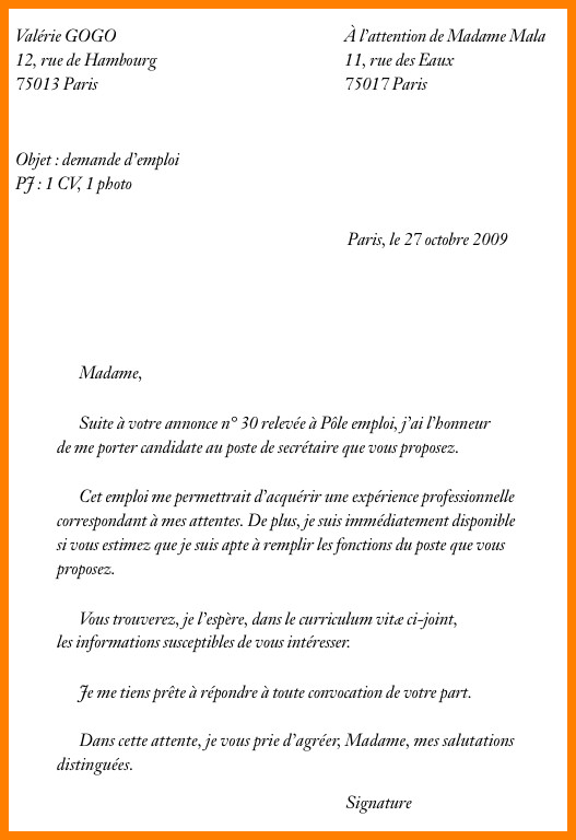modele de lettre de motivation suite a une annonce