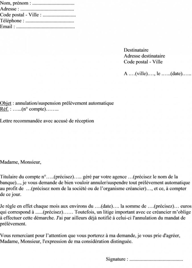 modele de lettre de procuration pour la banque