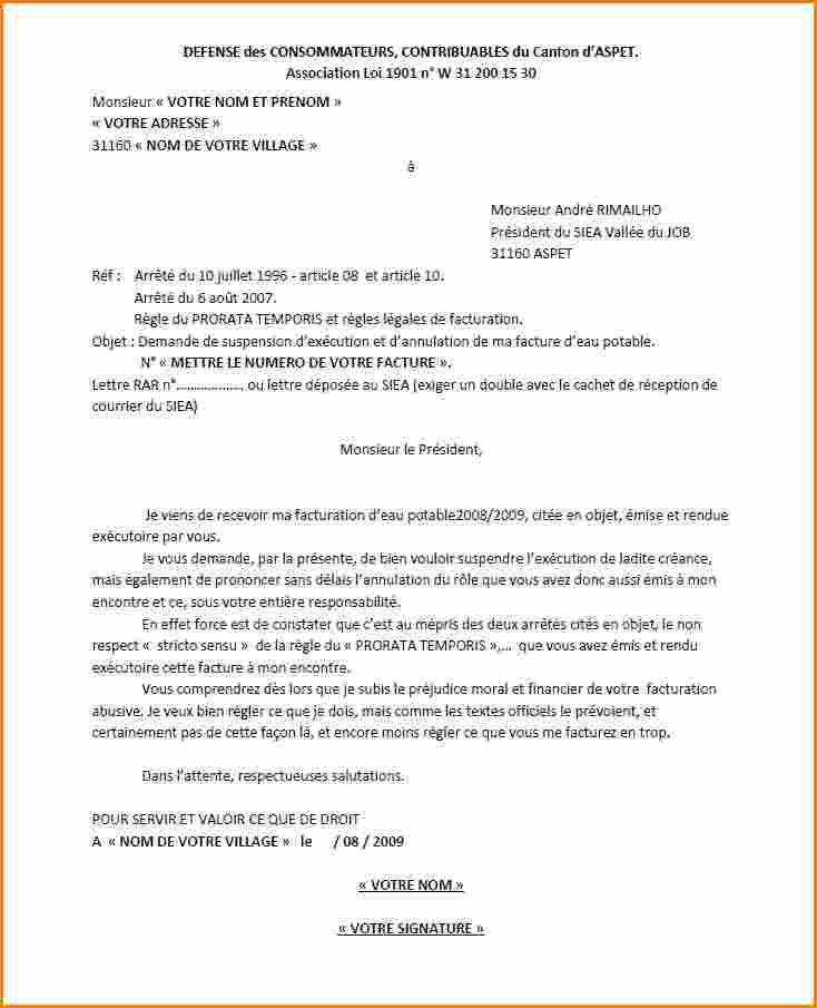 modele de lettre de reclamation de facture