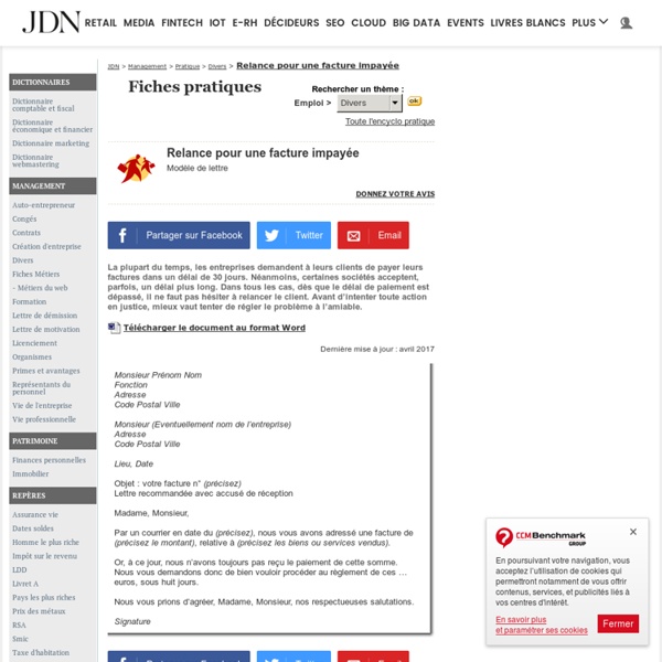 modele de lettre de relance pour loyer impaye