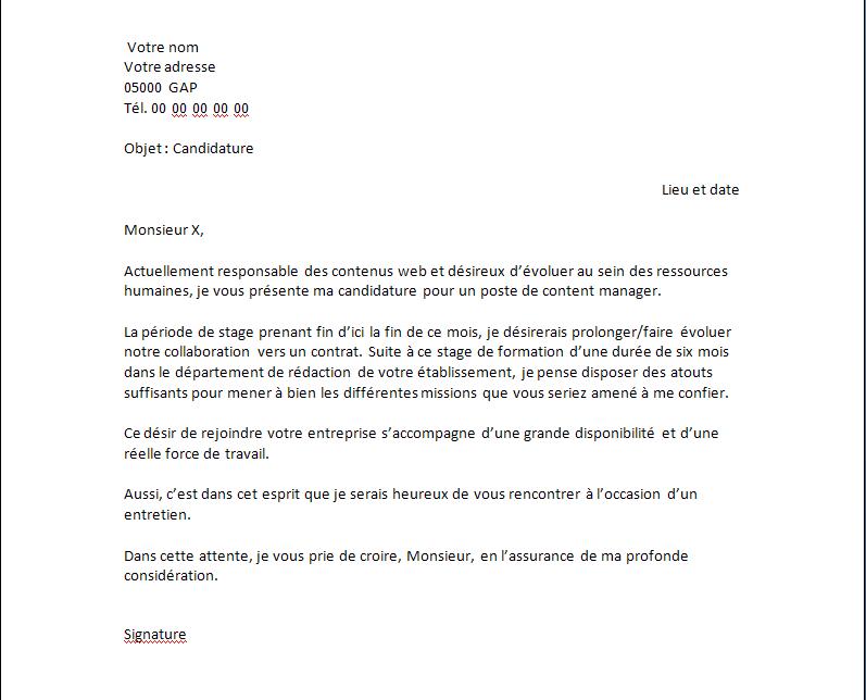 modele de lettre de relance pour un emploi