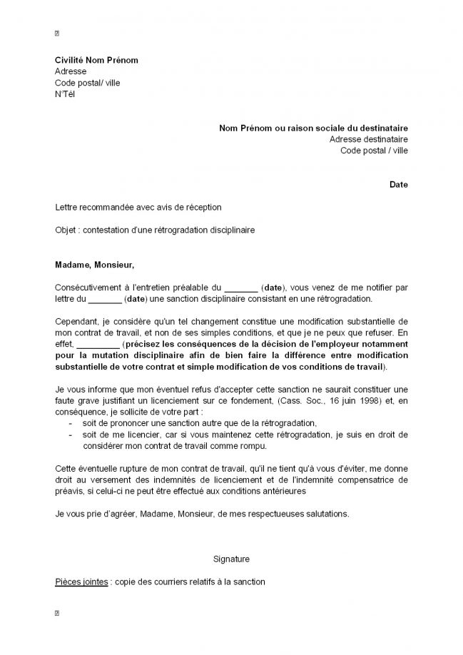 modele de lettre gratuite reclamation