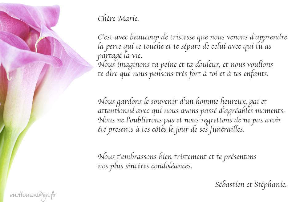 modele de lettre pour des condoleances