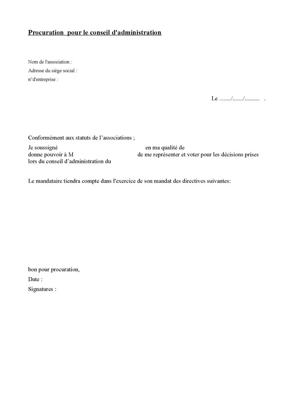 modele de lettre pour donner pouvoir