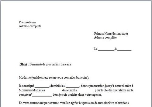 modele de lettre pour donner procuration