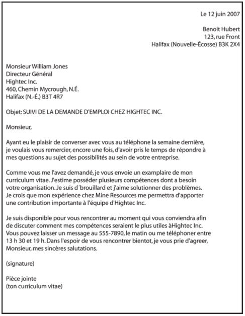 modele de lettre pour information