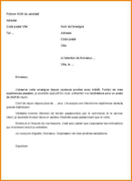modele de lettre pour postuler a un poste