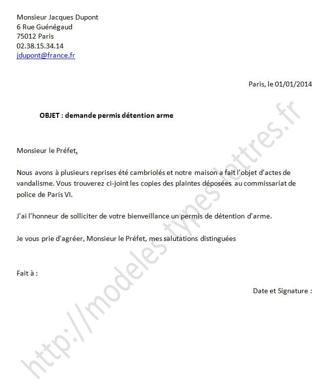 modele de lettre pour une autorisation