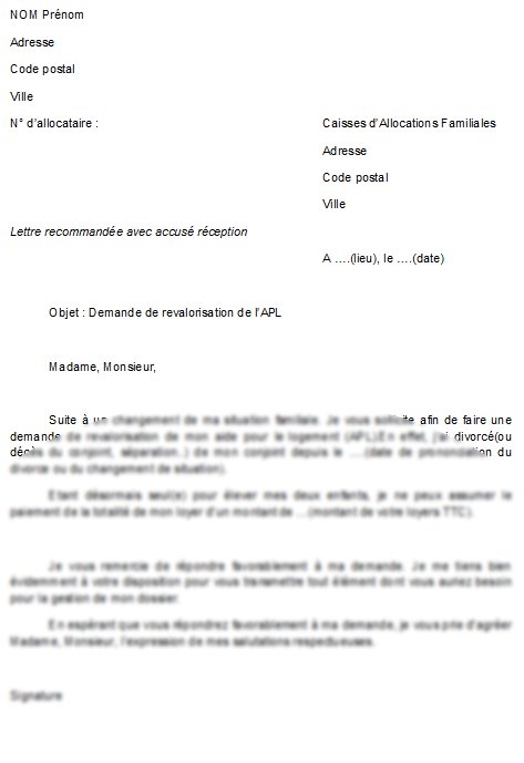 modele de lettre pour une demande