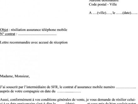 modele de lettre resiliation