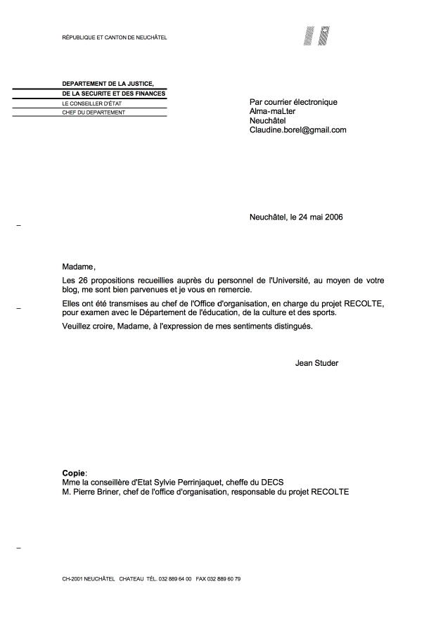 modele de lettre suisse