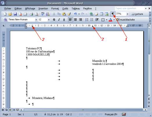 modele de lettre sur word