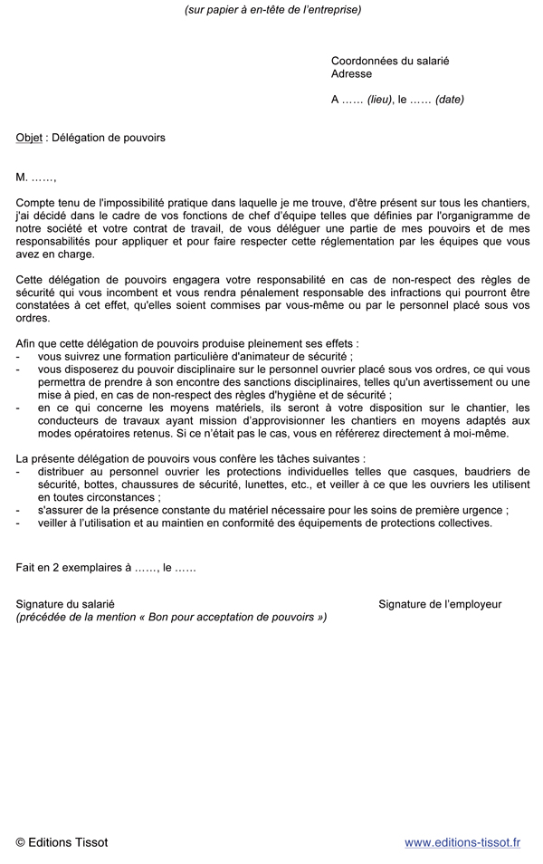 modele de pouvoir de signature