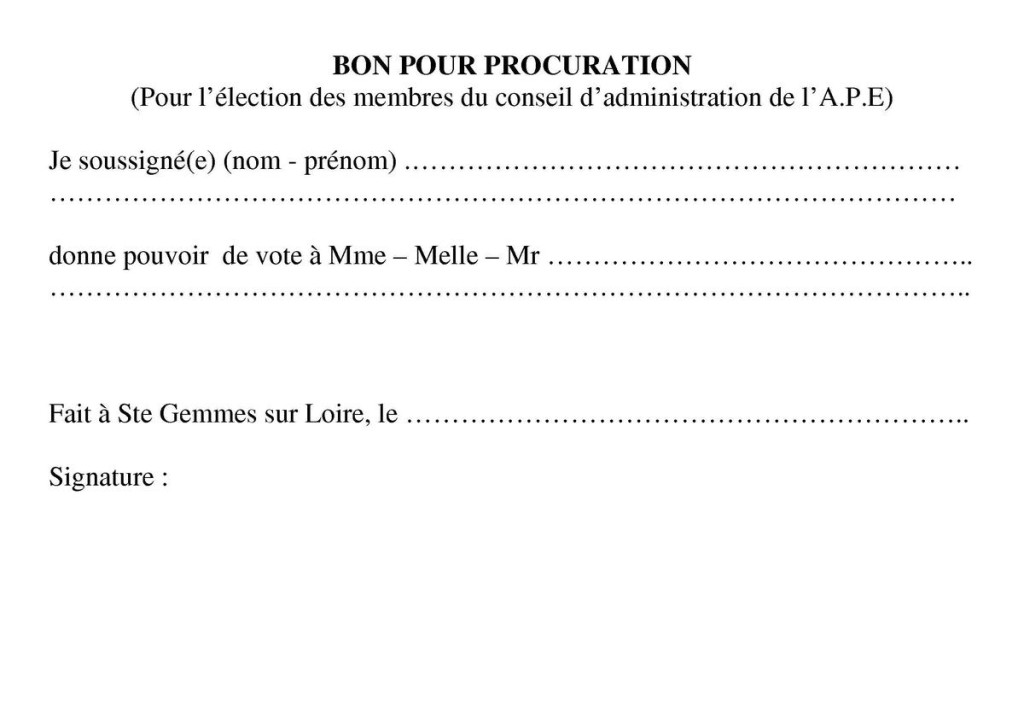 modele de pouvoir pour formalites