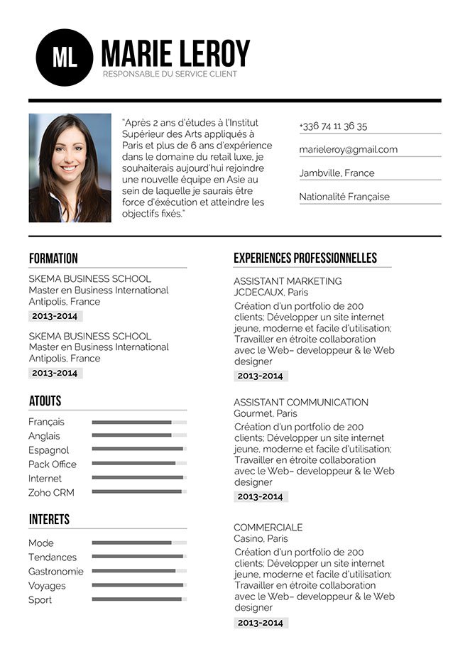 modele de presentation de cv