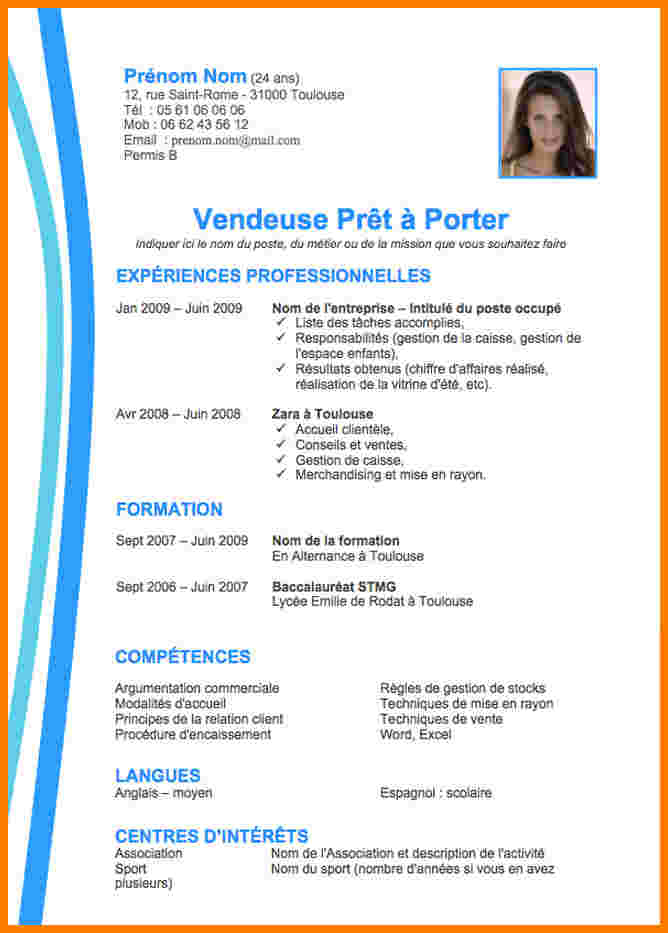 modele de presentation de cv