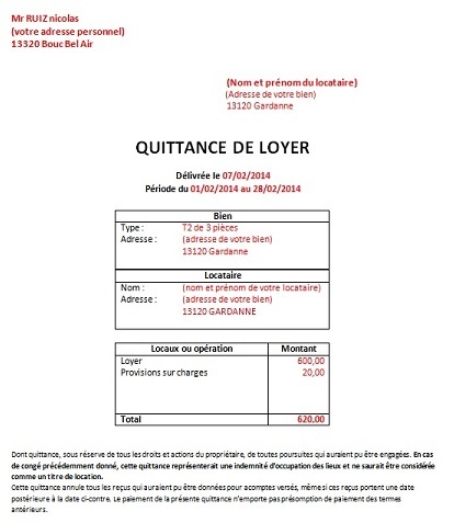 modele de quittance de loyer a imprimer