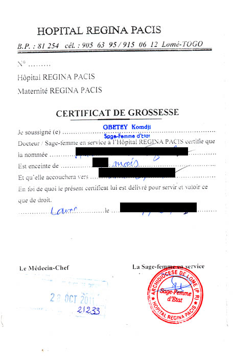 modele declaration de grossesse employeur