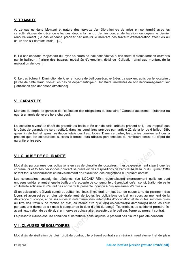 modele depot de garantie location