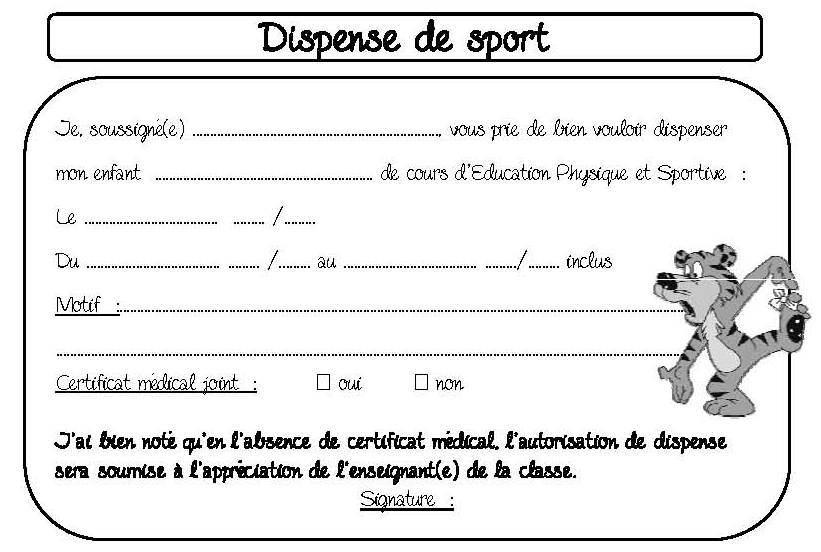 modele dispense de sport