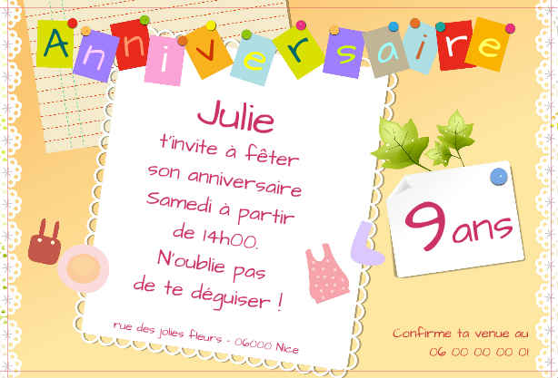 modele gratuit invitation anniversaire