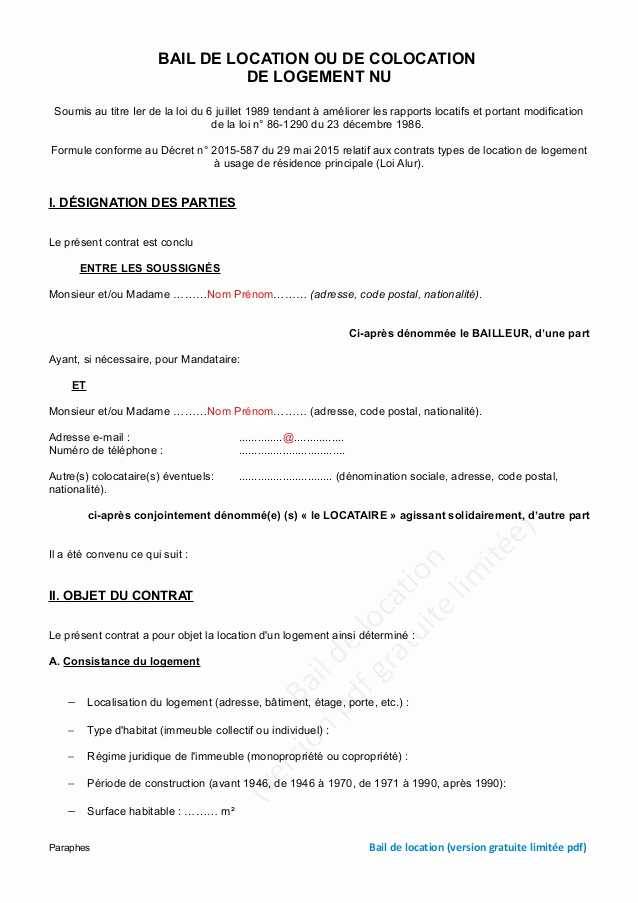 modele lettre bail gratuit