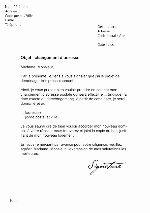 modele lettre changement d'adresse gratuit