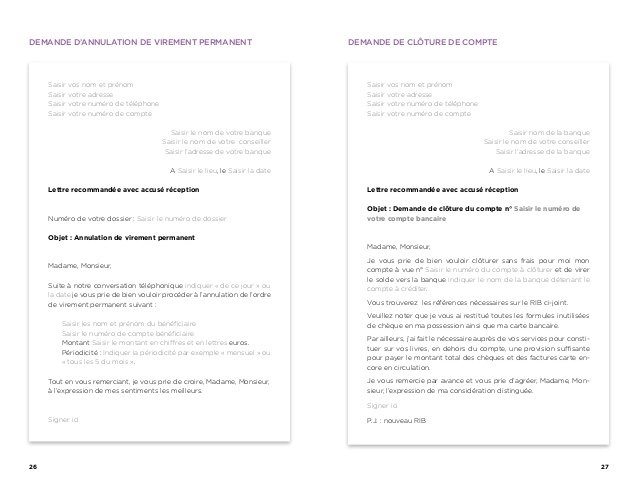 modele lettre changement de banque