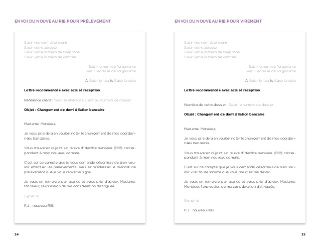 modele lettre changement de banque