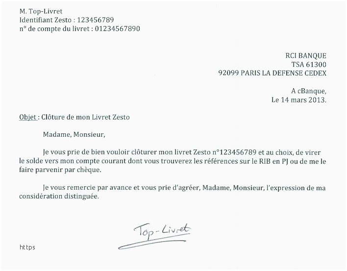 modele lettre cloture compte caisse d'epargne