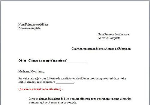 modele lettre cloture compte