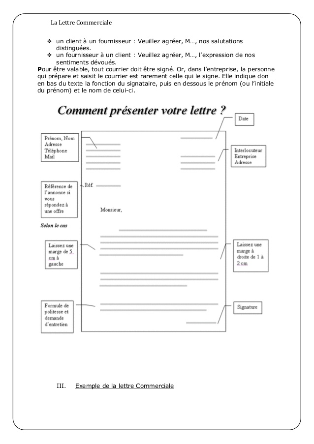 modele lettre commercial