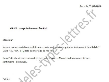 modele lettre conge maternite