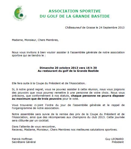 modele lettre convocation assemblee generale association