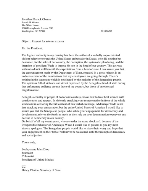 modele lettre d'excuse