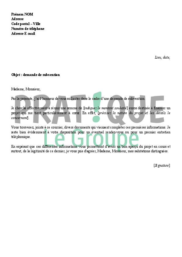modele lettre de demande d aide