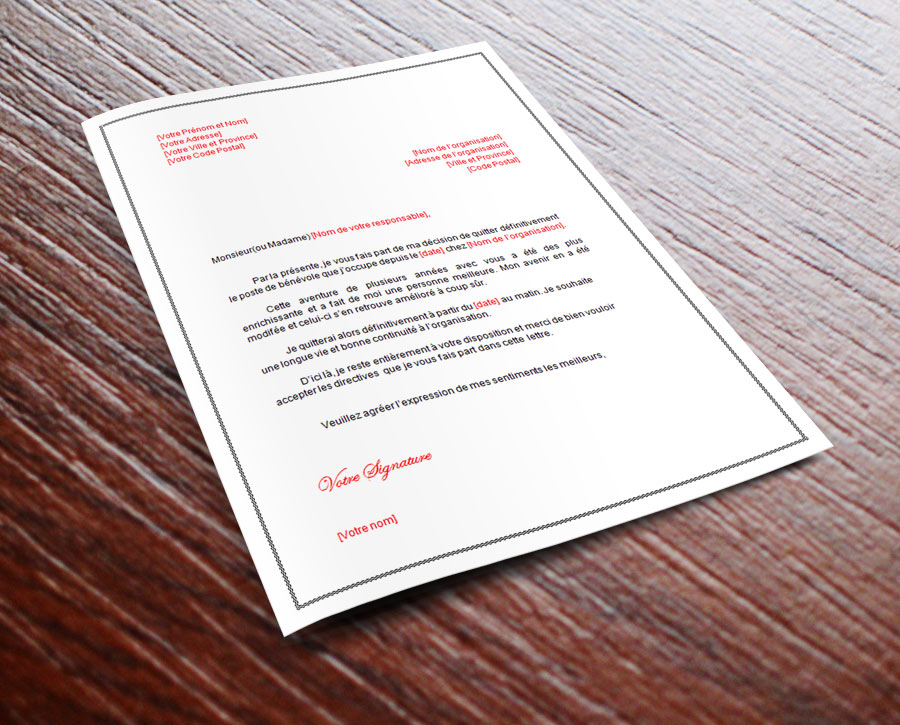 modele lettre de demission d'une association gratuite