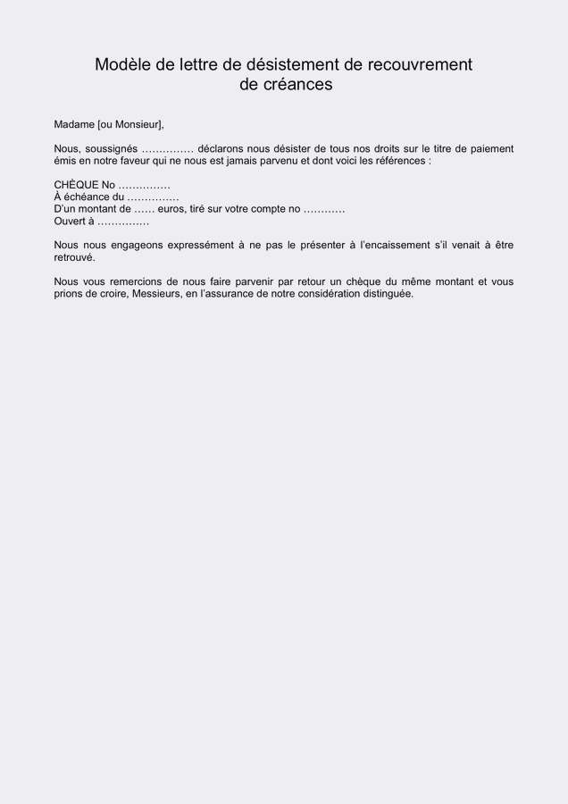 modele lettre de desistement cheque